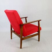 Chaise longue vintage en velours rouge, années 1970