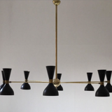 Brass chandelier and black lacquered metal