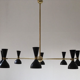 Brass chandelier and black lacquered metal