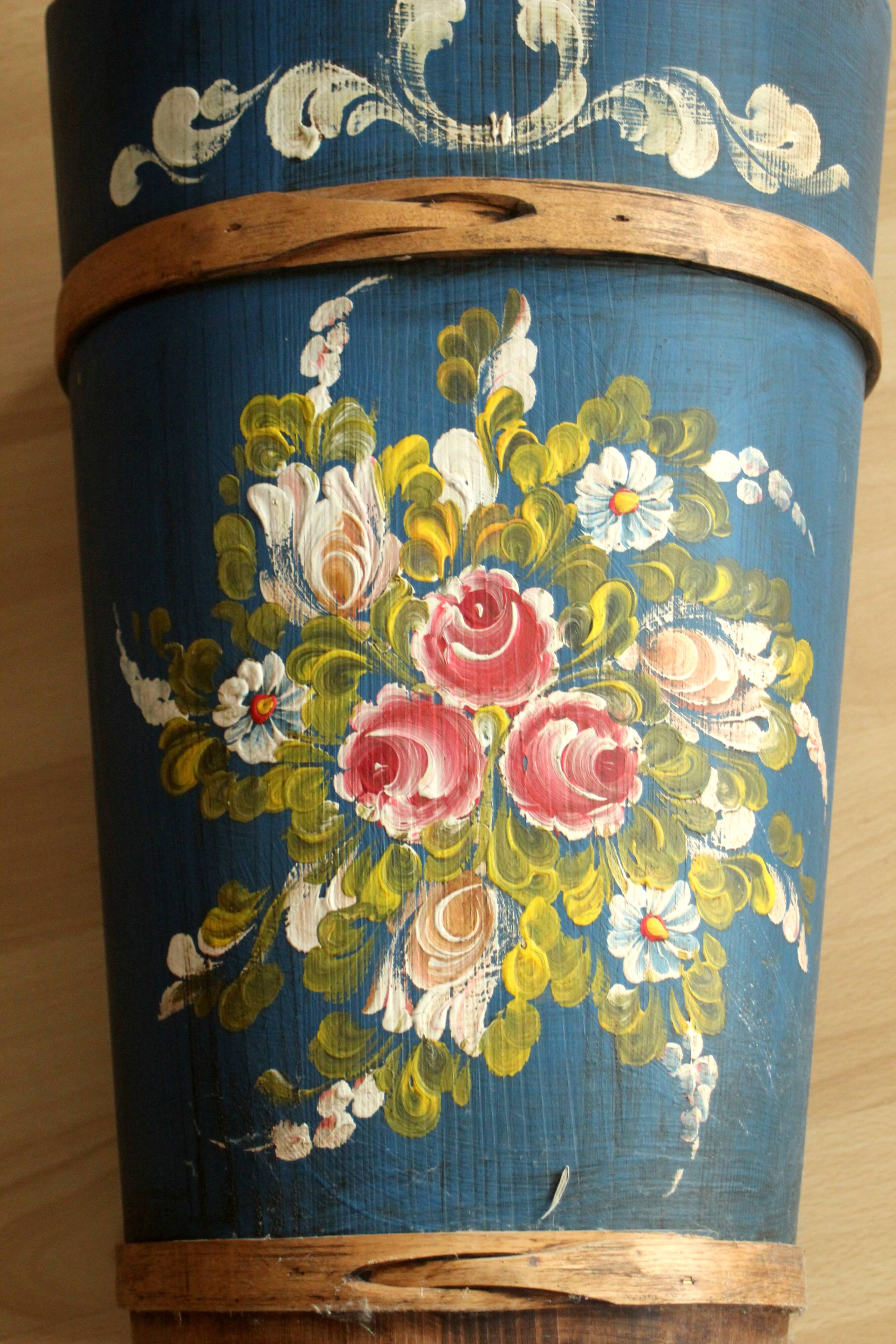 Handmade handpainted wooden umbrella stand - vintage