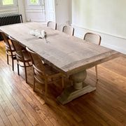 Table monastère en chêne ancien massif – SOLEIL 400 par 120 cm