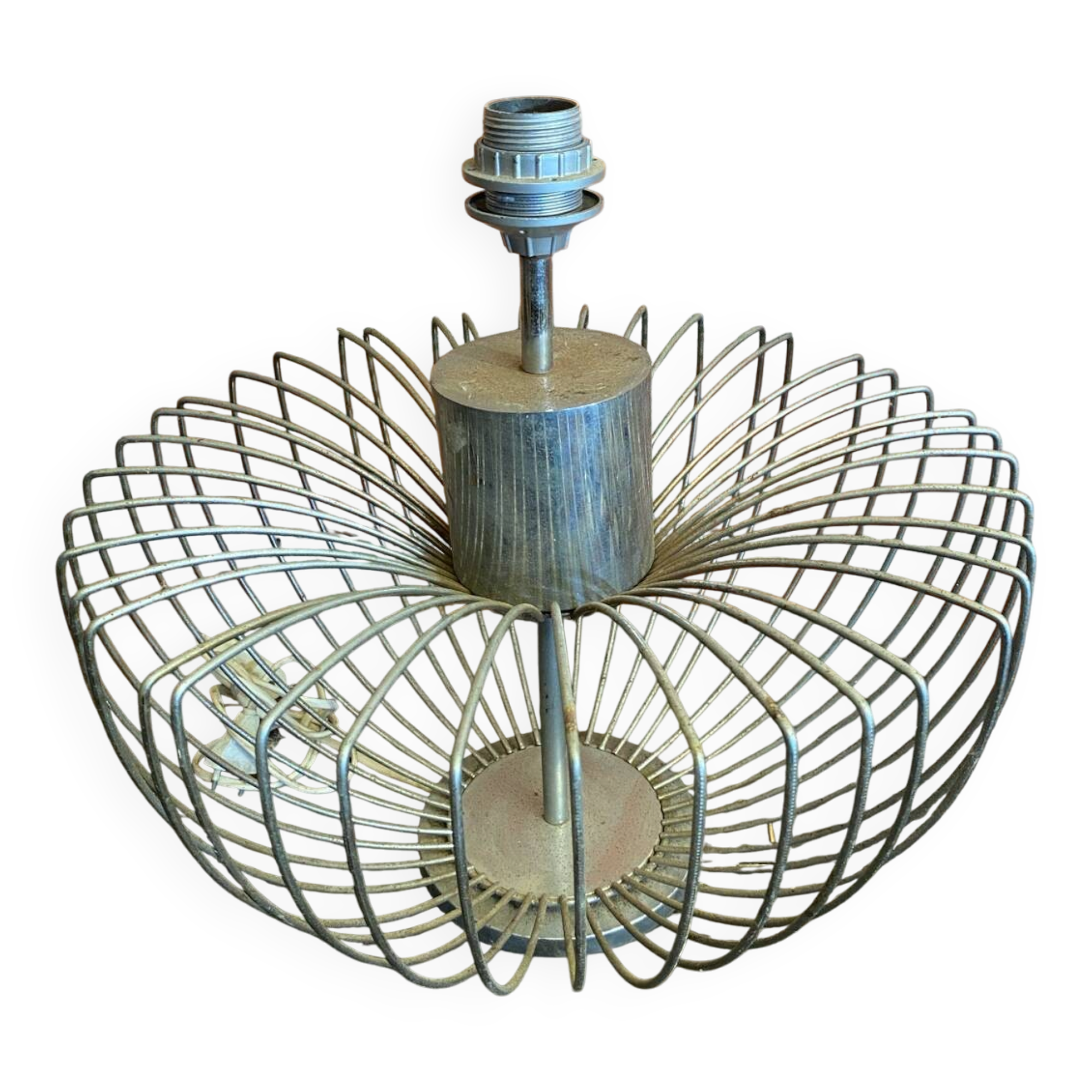 Chrome Metal Wire Space Age Lamp Base 1970s Vintage #D82