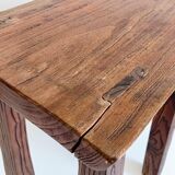 Spanish Baroque Oak Side Table or Stool, Wabi-Sabi Style, 18th C.