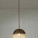 1/4 Vintage glass pendant light / brutalist copper bar lamps  MCM 1970s