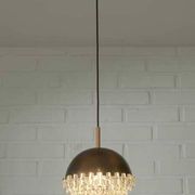 1/4 Vintage glass pendant light / brutalist copper bar lamps  MCM 1970s