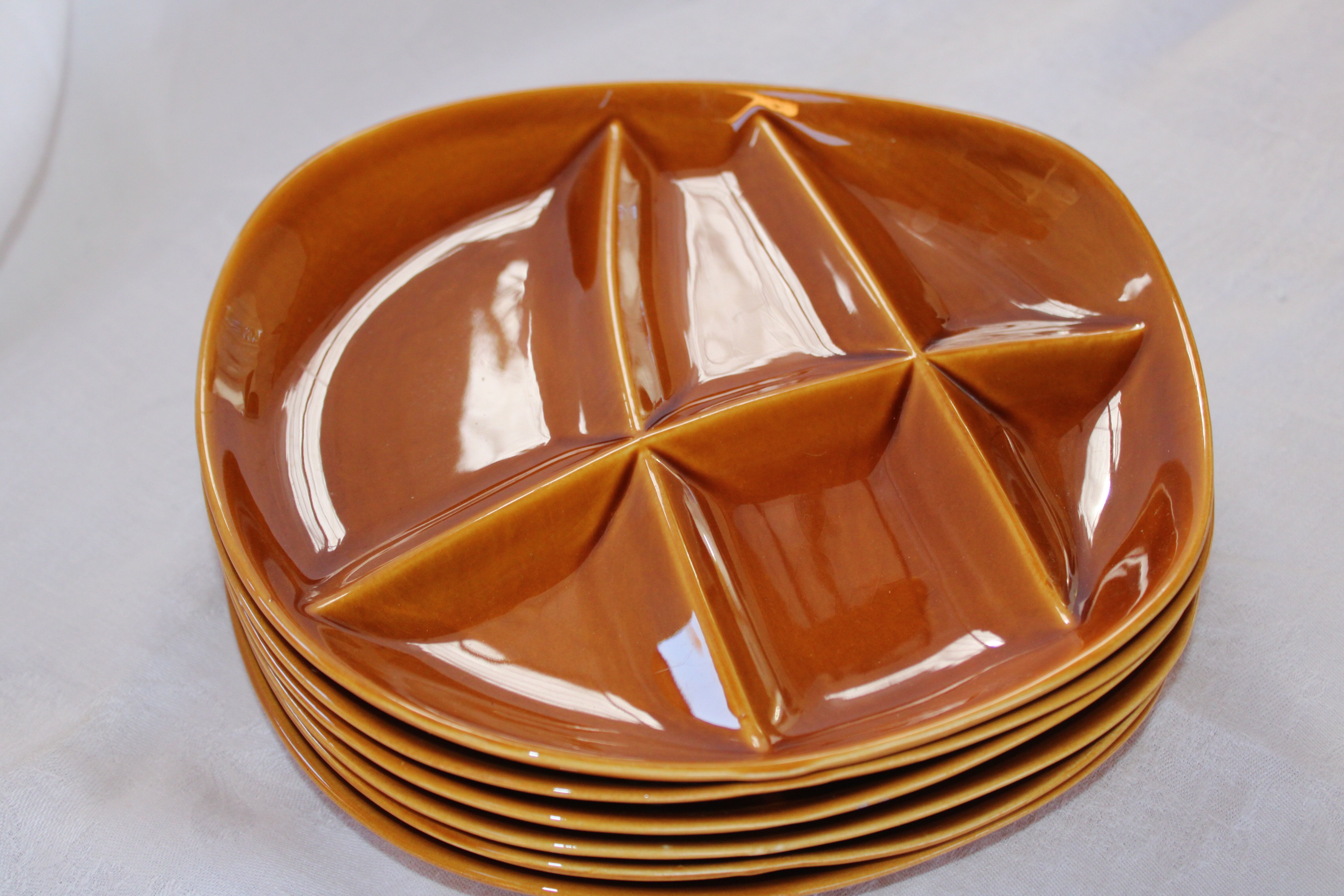 Lot de 6 assiettes à fondue en faïence de Salins France Selency