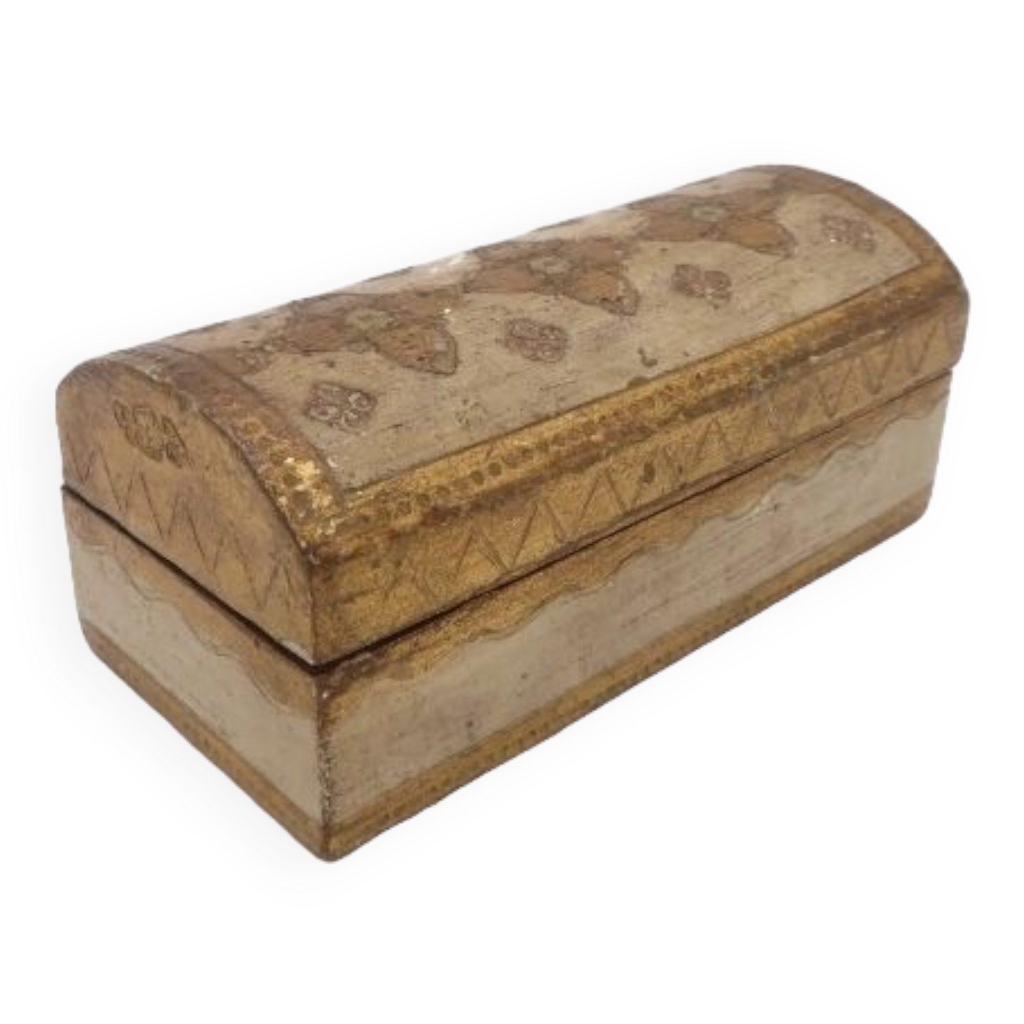 Florentine wooden stamp box, vintage Italy