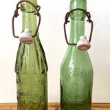 2 bistrot bottles  glass porcelain