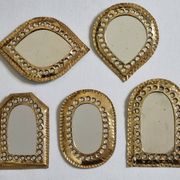 Set of 5 small openwork brass mirrors, Moroccan craftsmanship, 7 x 10 cm.