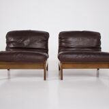 Paire de chauffeuses en cuir 1970
