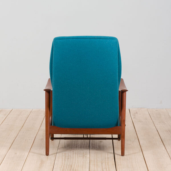 Vintage scandinave moderne haut dossier teck rocker fauteuil inclinable par arnt lande, années 1960