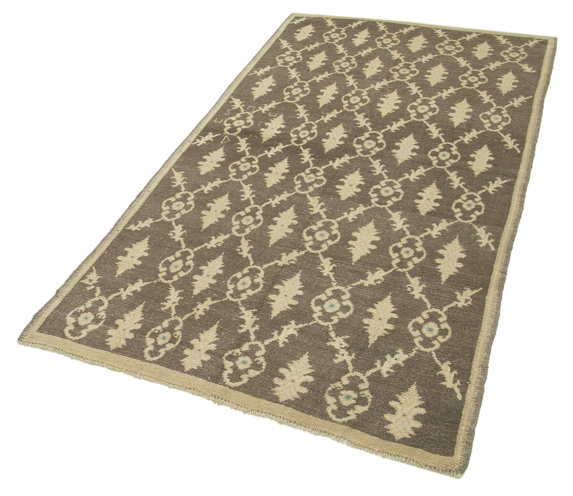 1970s Handwoven Vintage Anatolian Beige Rug 112 cm x 214 cm