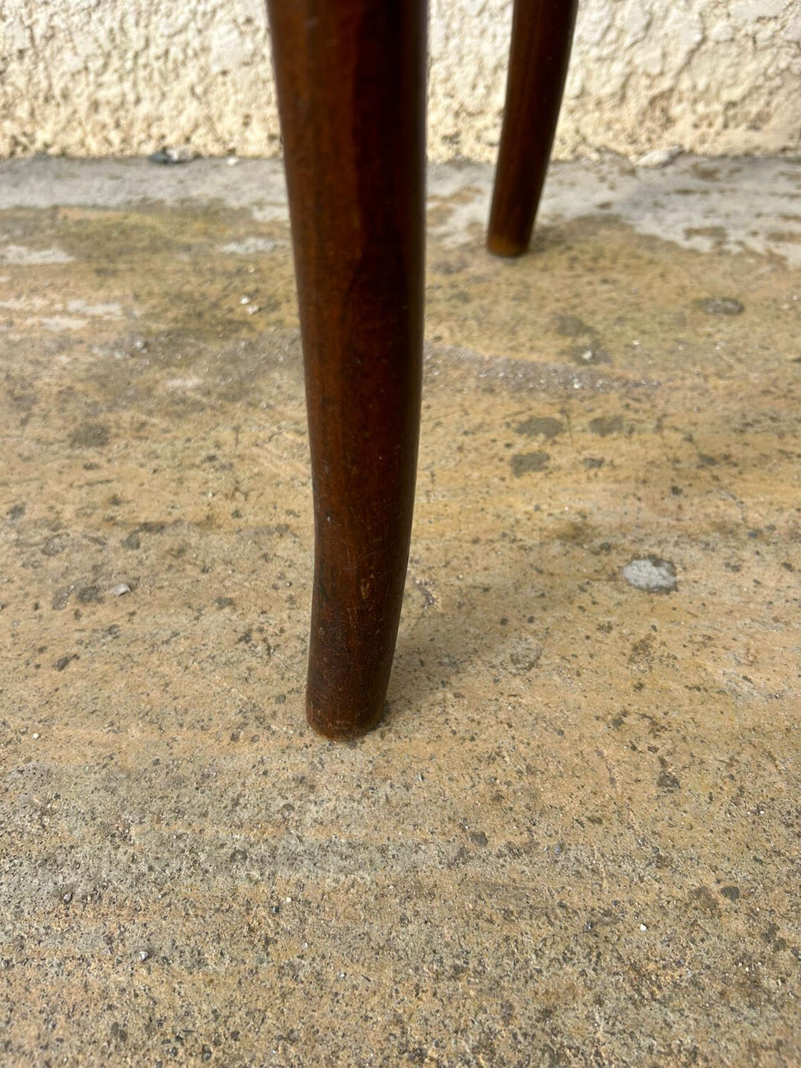 Tabouret de bar vintage en bois & cannage