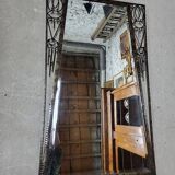1930 art deco mirror in wrought iron with beveled glass