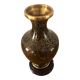 Vase cloisonné chinois en laiton sur socle en bois motifs floraux