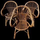 3 rattan armchairs from the 60'S