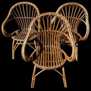 3 rattan armchairs from the 60'S