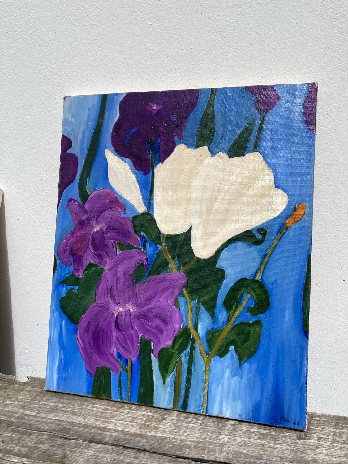 Painting, oil on canvas flowers
