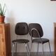 2 chairs 70s in chocolate skaï and chrome metal
