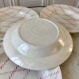 set of 4 hollow plates Badonviller pink rope pattern 30s