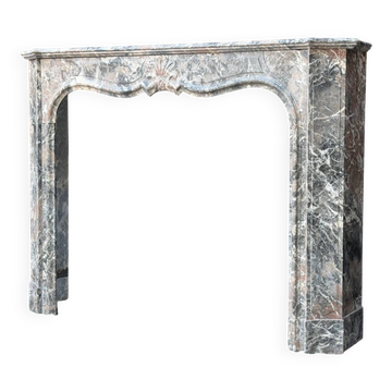 Regency-style fireplace in grey Ardennes marble from around 1900.