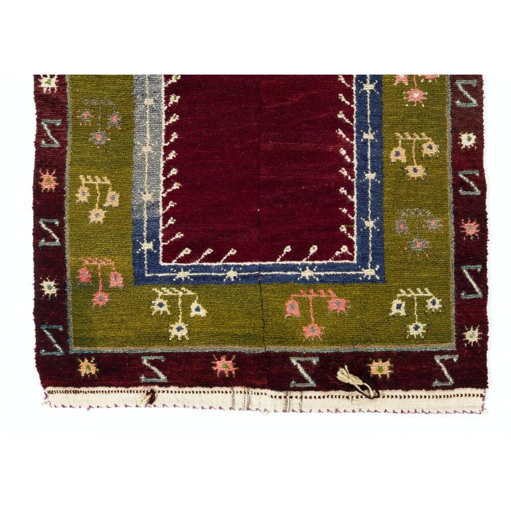 Vintage Handmade Turkish Tulu Rug with Archway Design. Traditional Prayer Rug. 100% Wool
