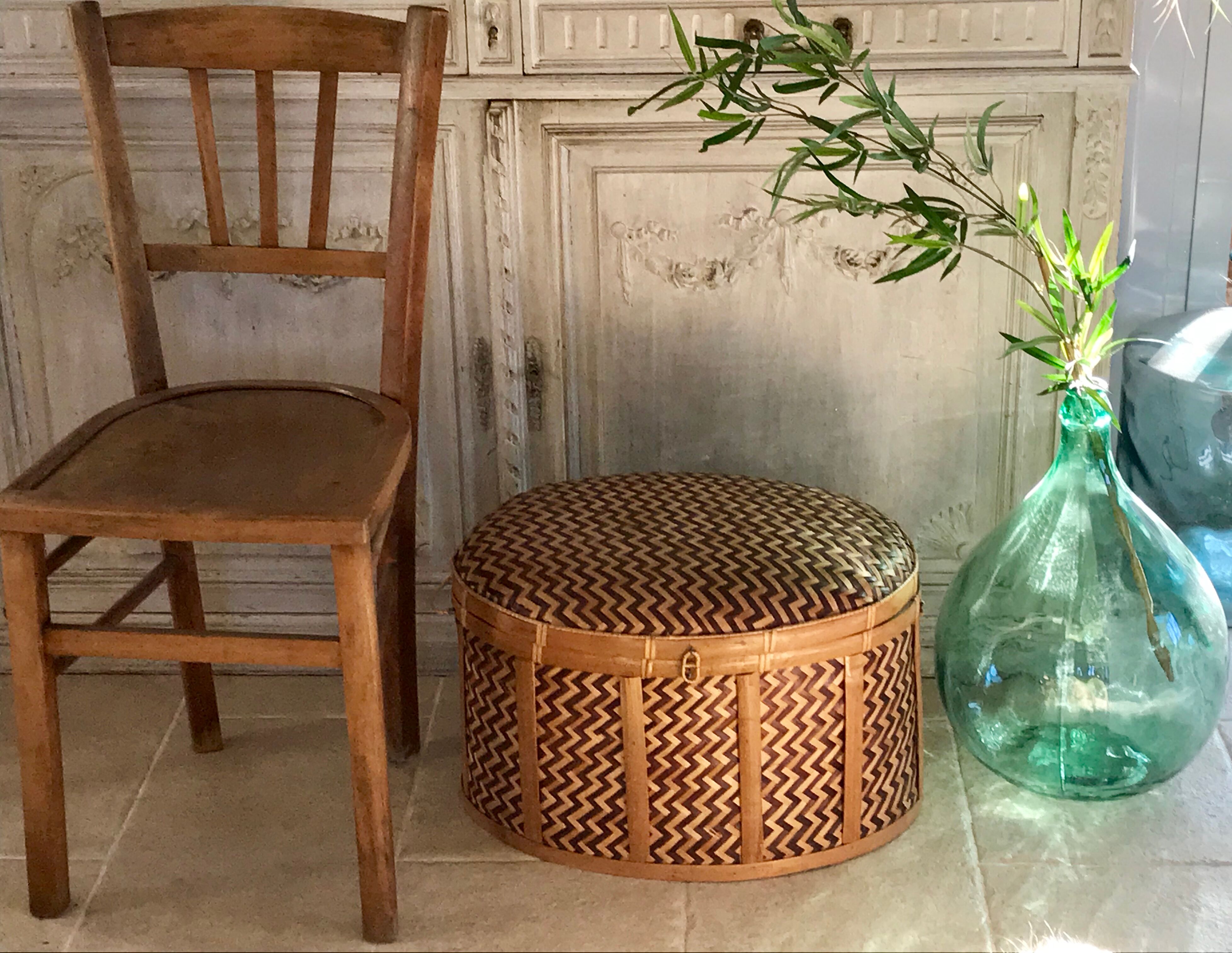 Wicker and bamboo chest