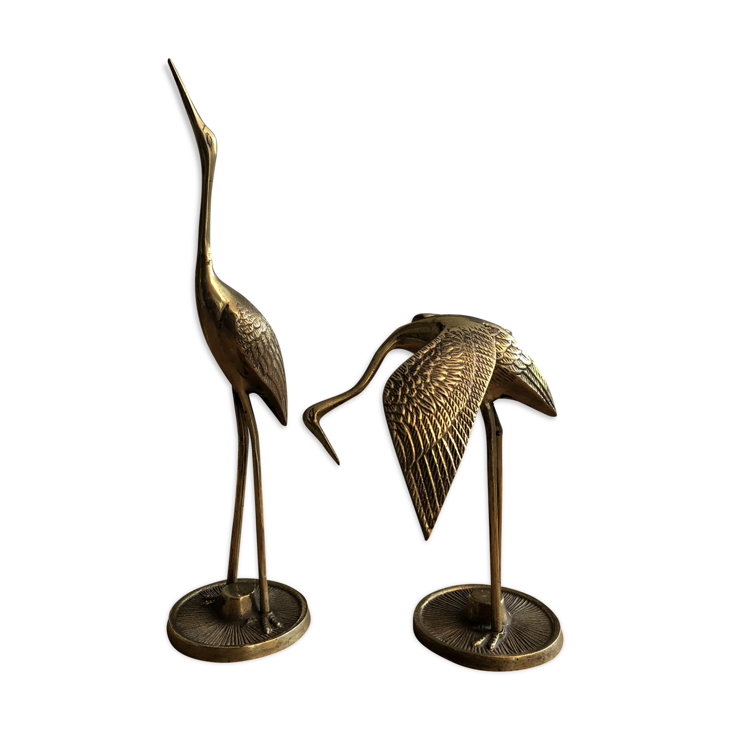 Vintage brass heron duo