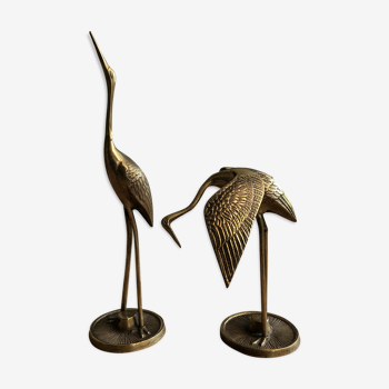 Vintage brass heron duo