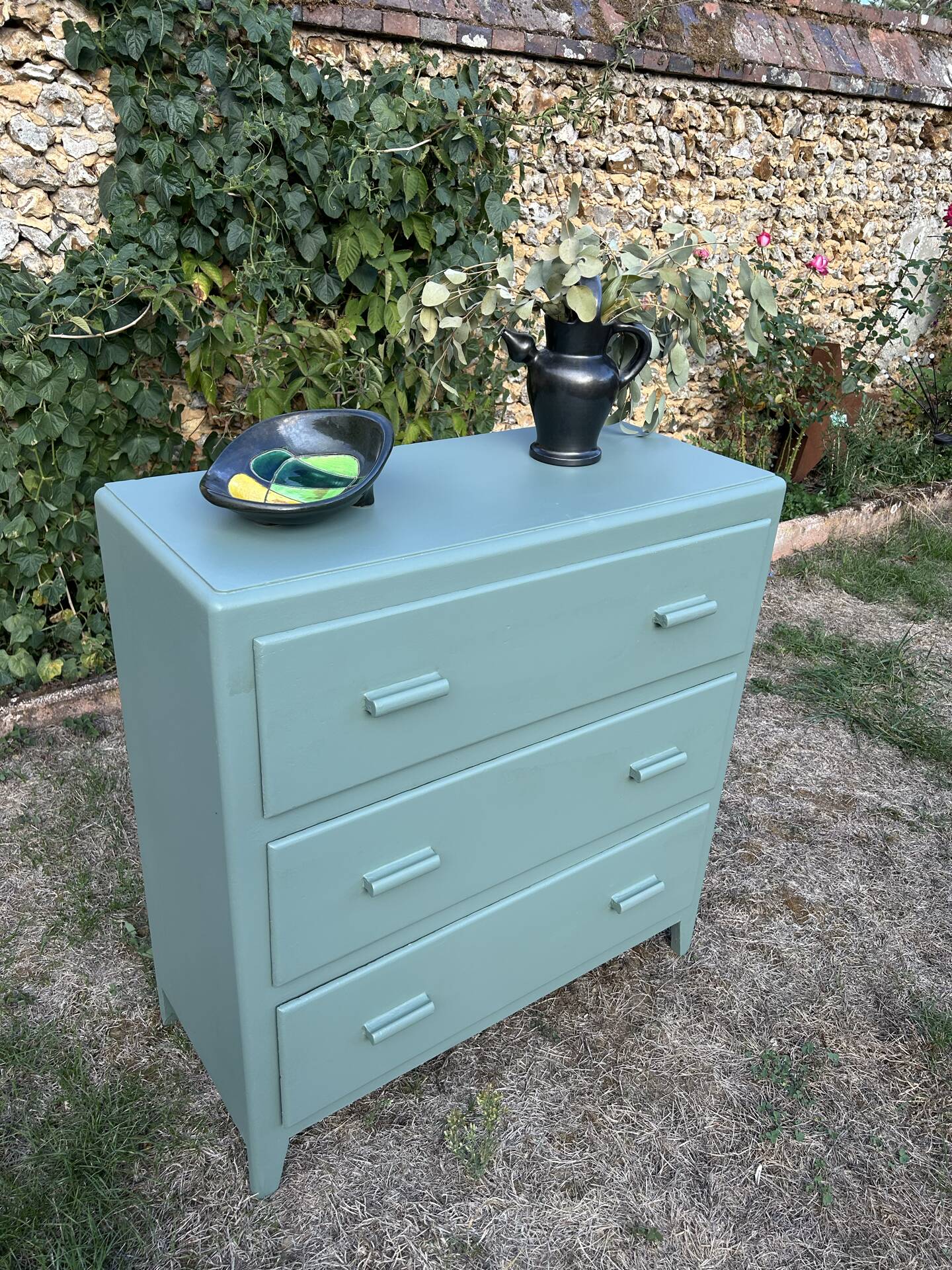 Commode vintage 1950 vert Fumé