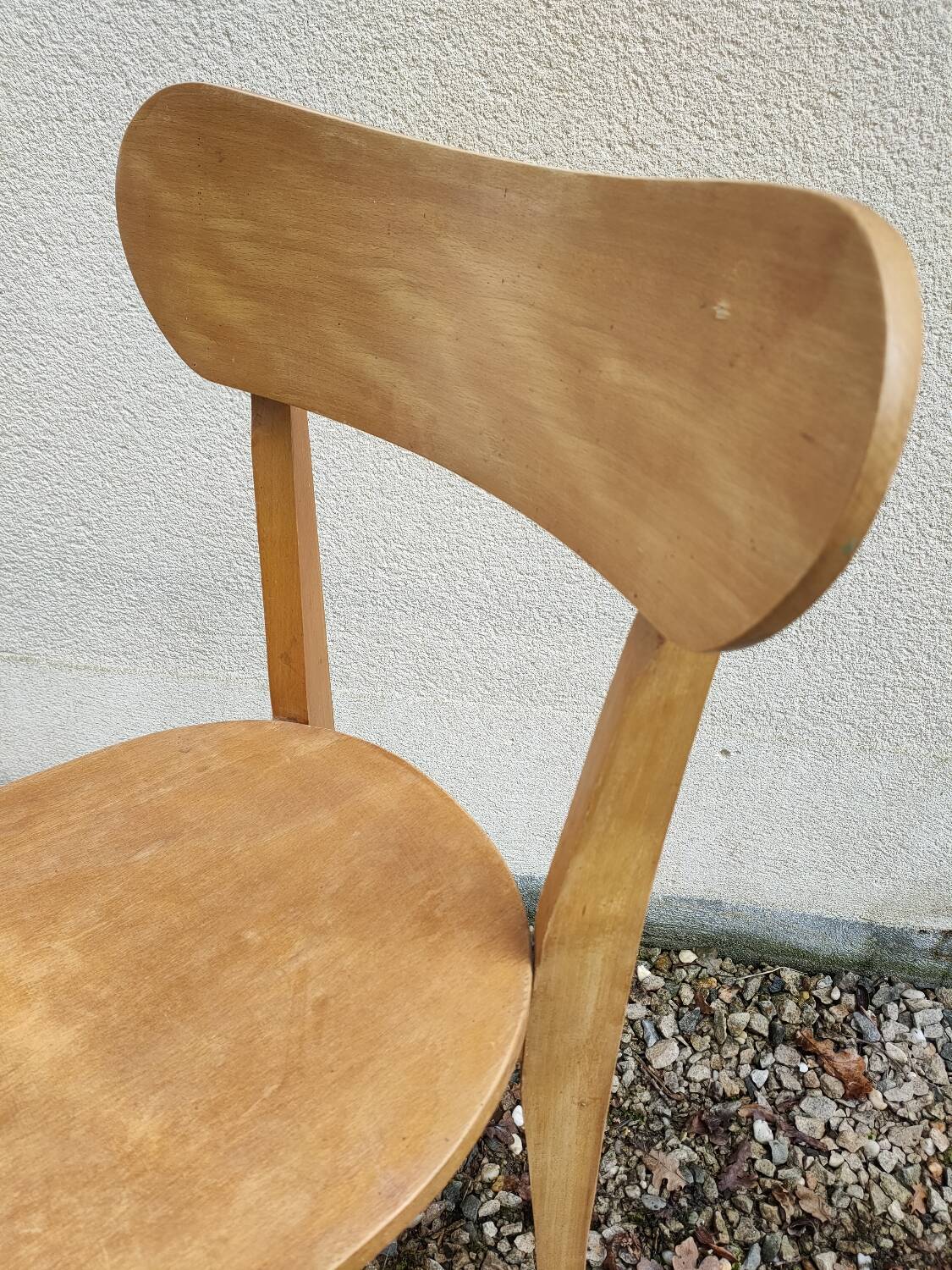 Pair of vintage solid wood bistro chairs