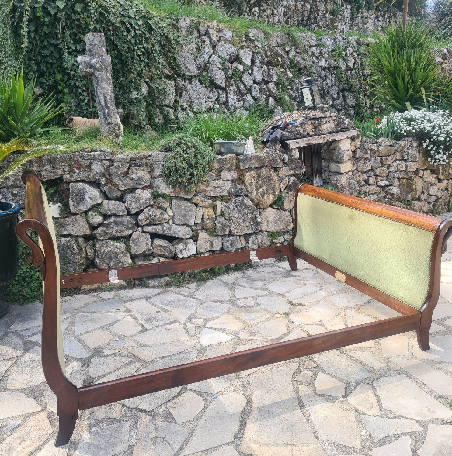 Mahogany empire bed with gooseneck 140x190