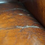 Luxurious large sheep leather wingback armchair with beautiful colors and amazing patina