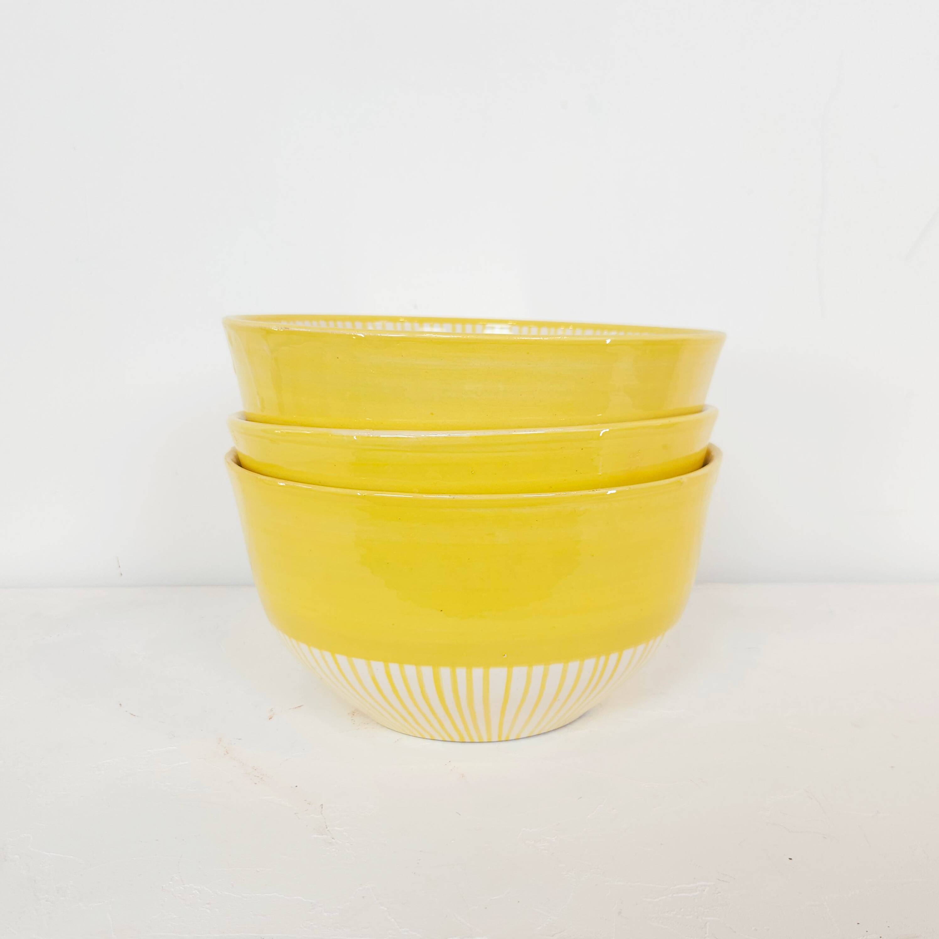 Large bowl - PALM yellow border