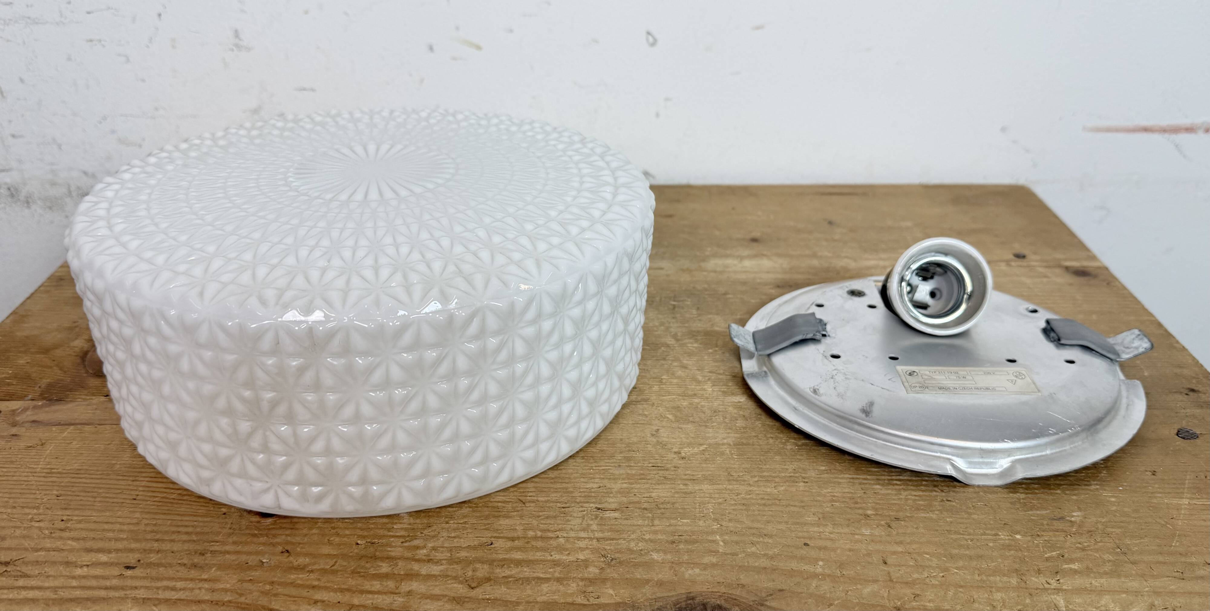 Vintage Wall Or Ceiling Light with Milk Glass, 1970s