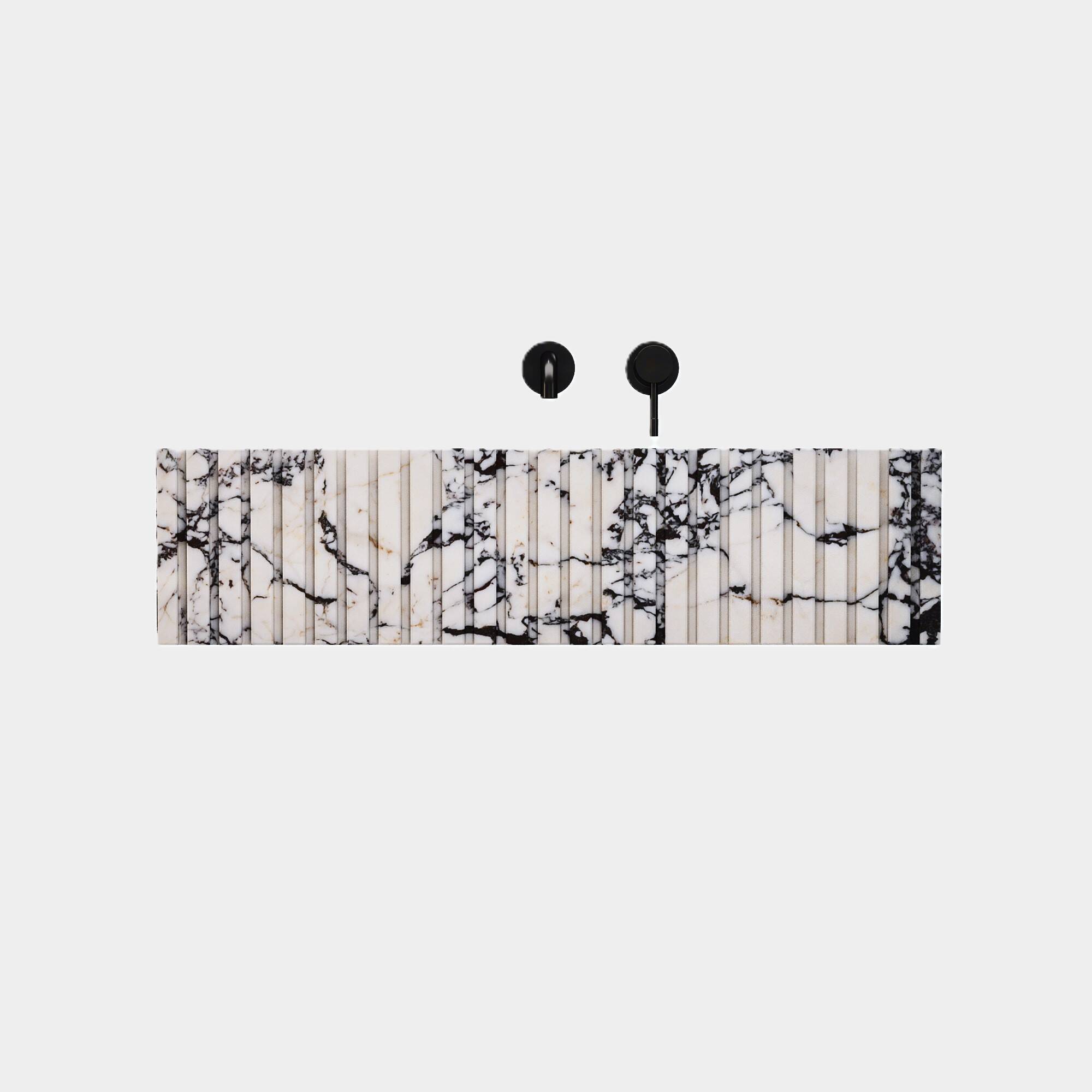 Luca - Grooved Marble Sink - Calacatta Viola - Medium