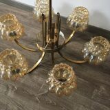 Brass-style chandelier and puffed glass 60/70
