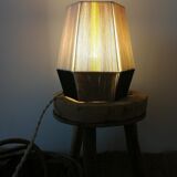 Table lamp woven in cotton thread and jute