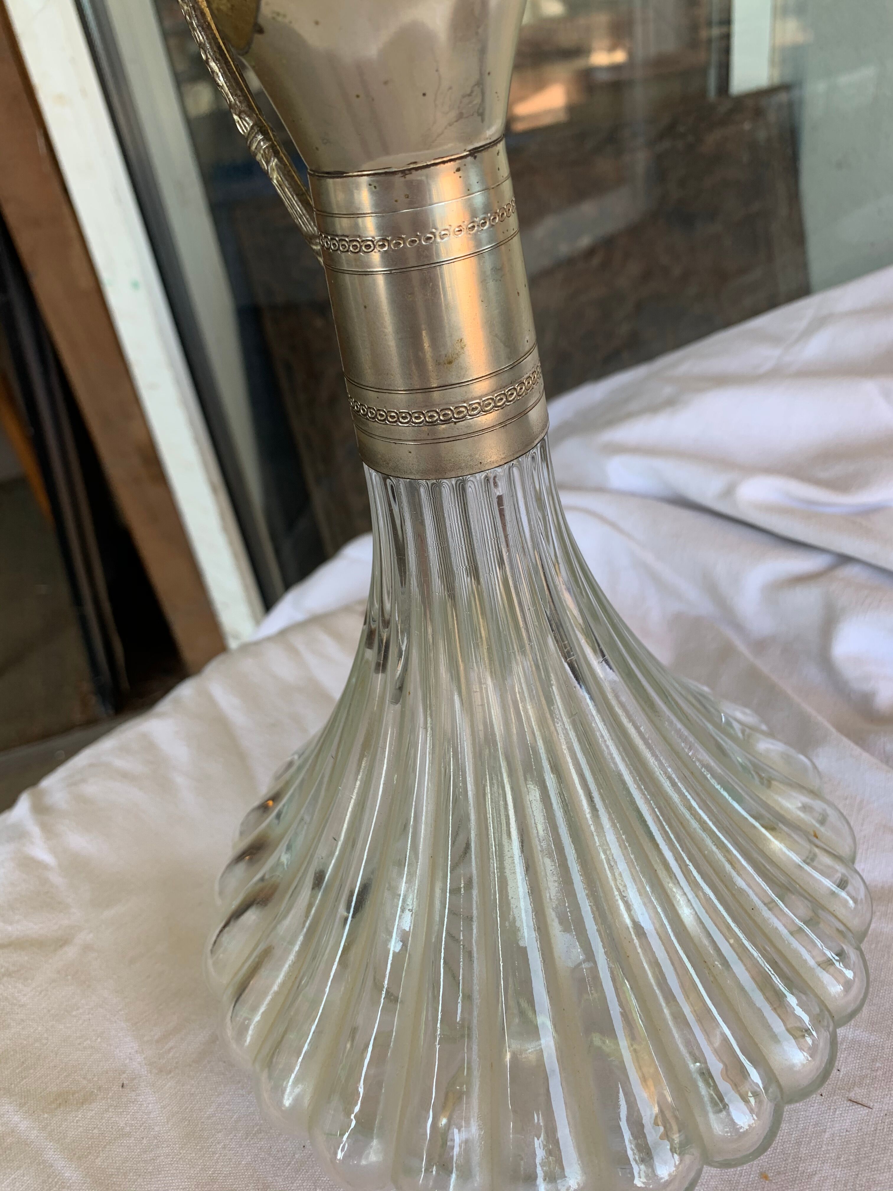 Silver metal decanter carafe