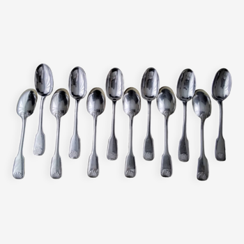 Box of 12 silver-plated teaspoons Shell model