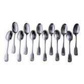 Box of 12 silver-plated teaspoons Shell model