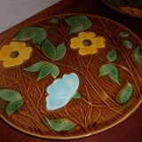 Set of 2 flat Sarreguemines style dabbling