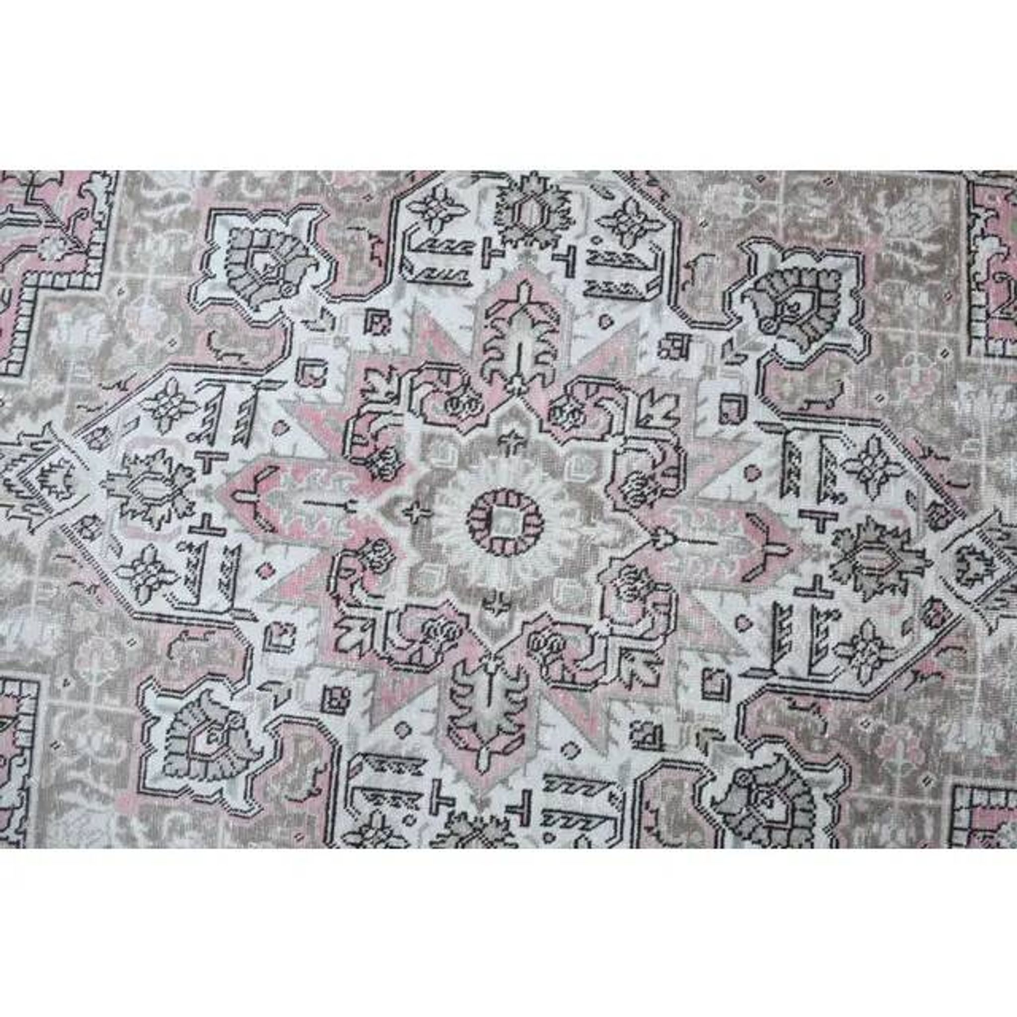 1960s Vintage Persian Handmade Wool Cotton Light Pink Area Rug 285x388