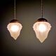 Art Deco pendant light in transparent satin glass, 1920s-30s