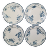 Lot de 4 assiettes plates de la faïencerie de Sarreguemines modèle Royat