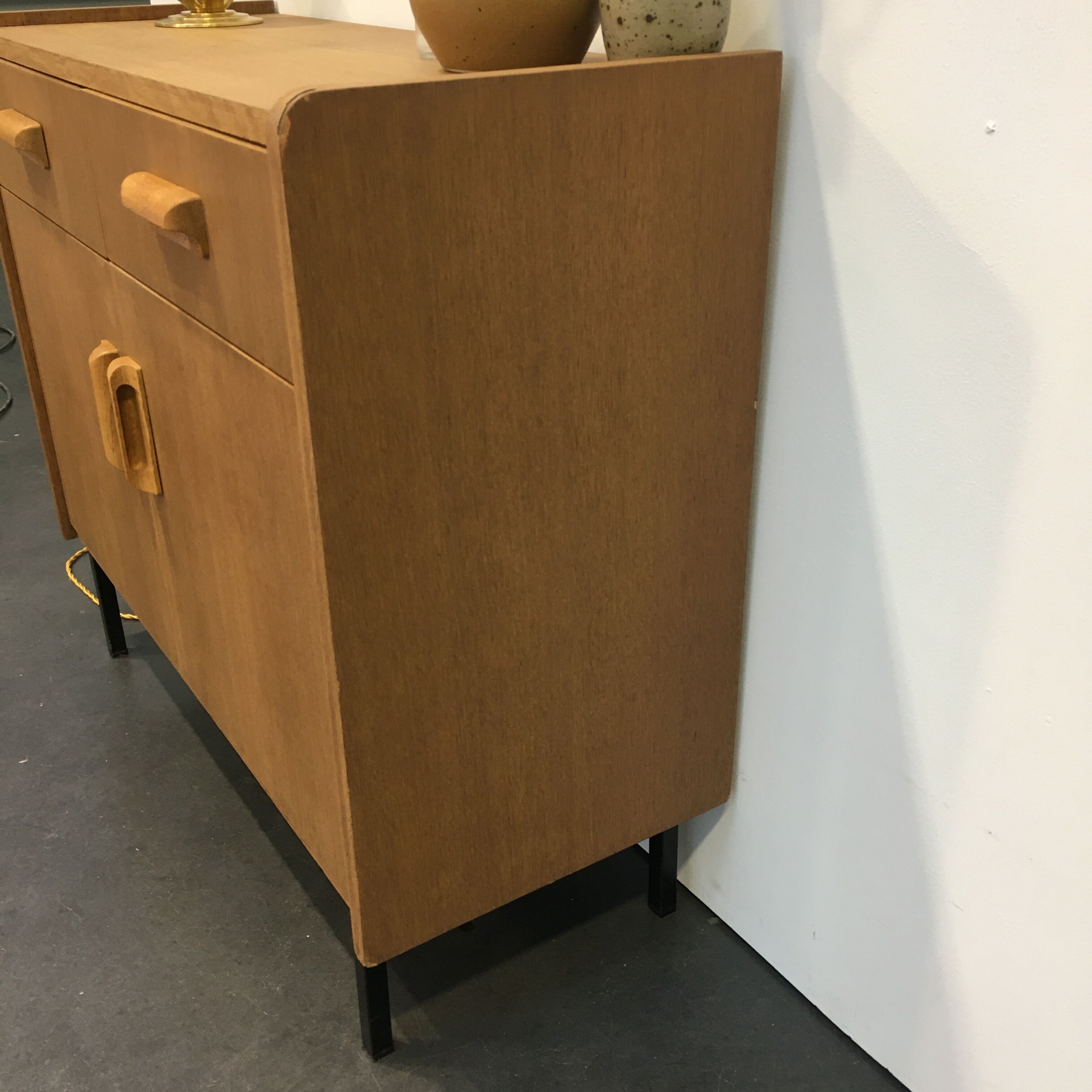 60s oak storage cabinet