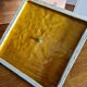 Vintage cheese platter Vallauris with wood and oak leaf pattern.