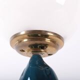 Blue ceramic sea lion lamp