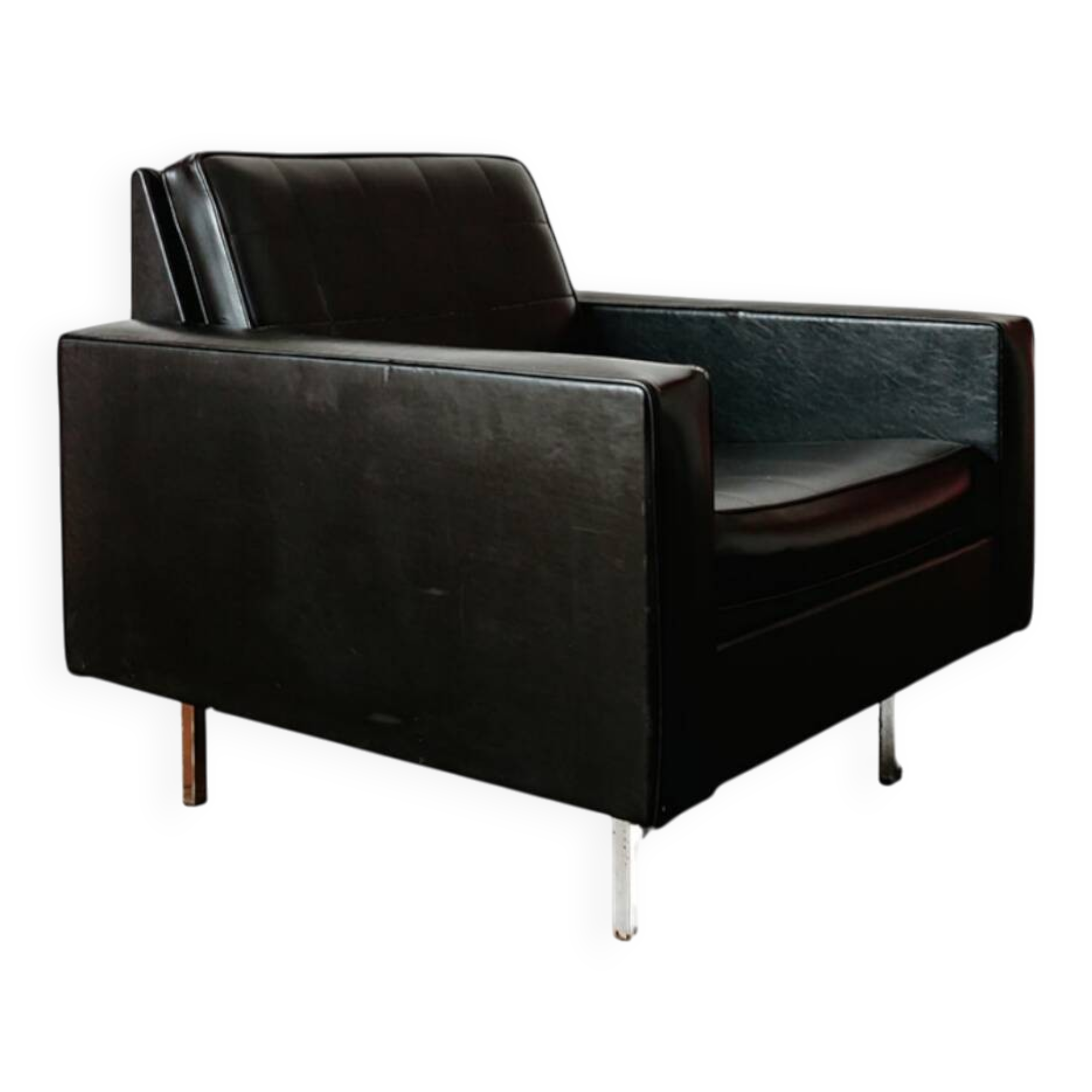 Black faux leather armchair, 1960