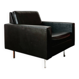 Black faux leather armchair, 1960